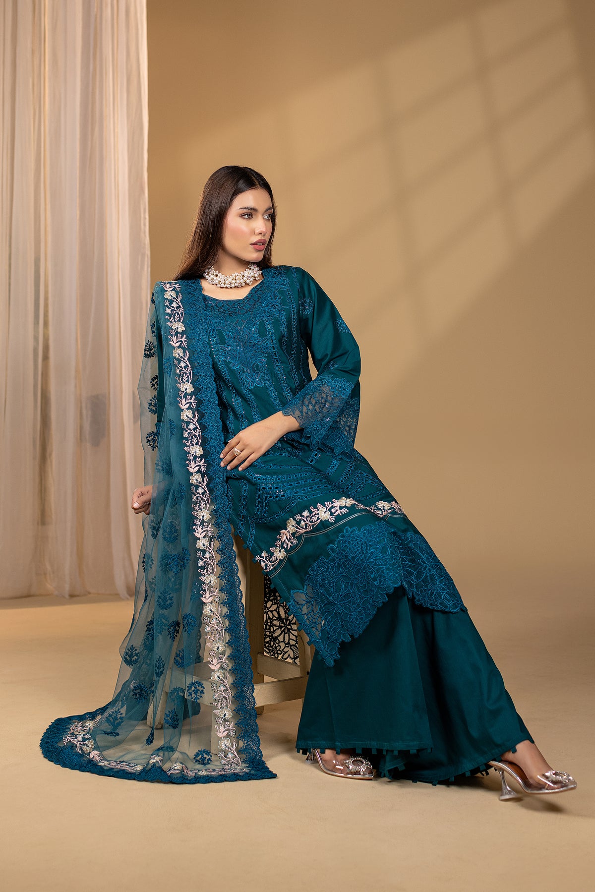 RUYA - 3PC EMBROIDERED OUTFIT - Henna Mehndi