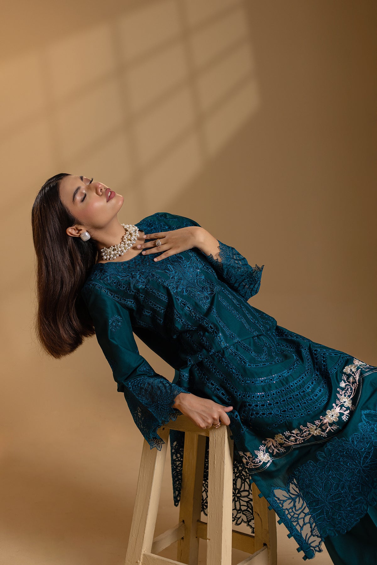 RUYA - 3PC EMBROIDERED OUTFIT - Henna Mehndi