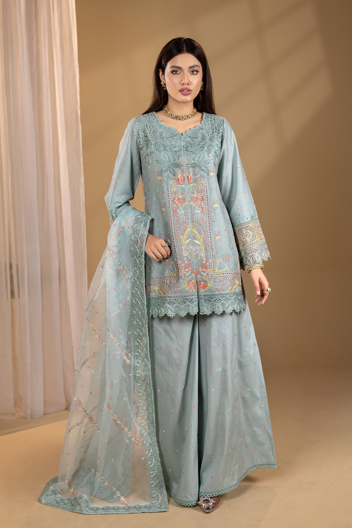 HEZLIN - 3PC EMBROIDERED OUTFIT - Henna Mehndi
