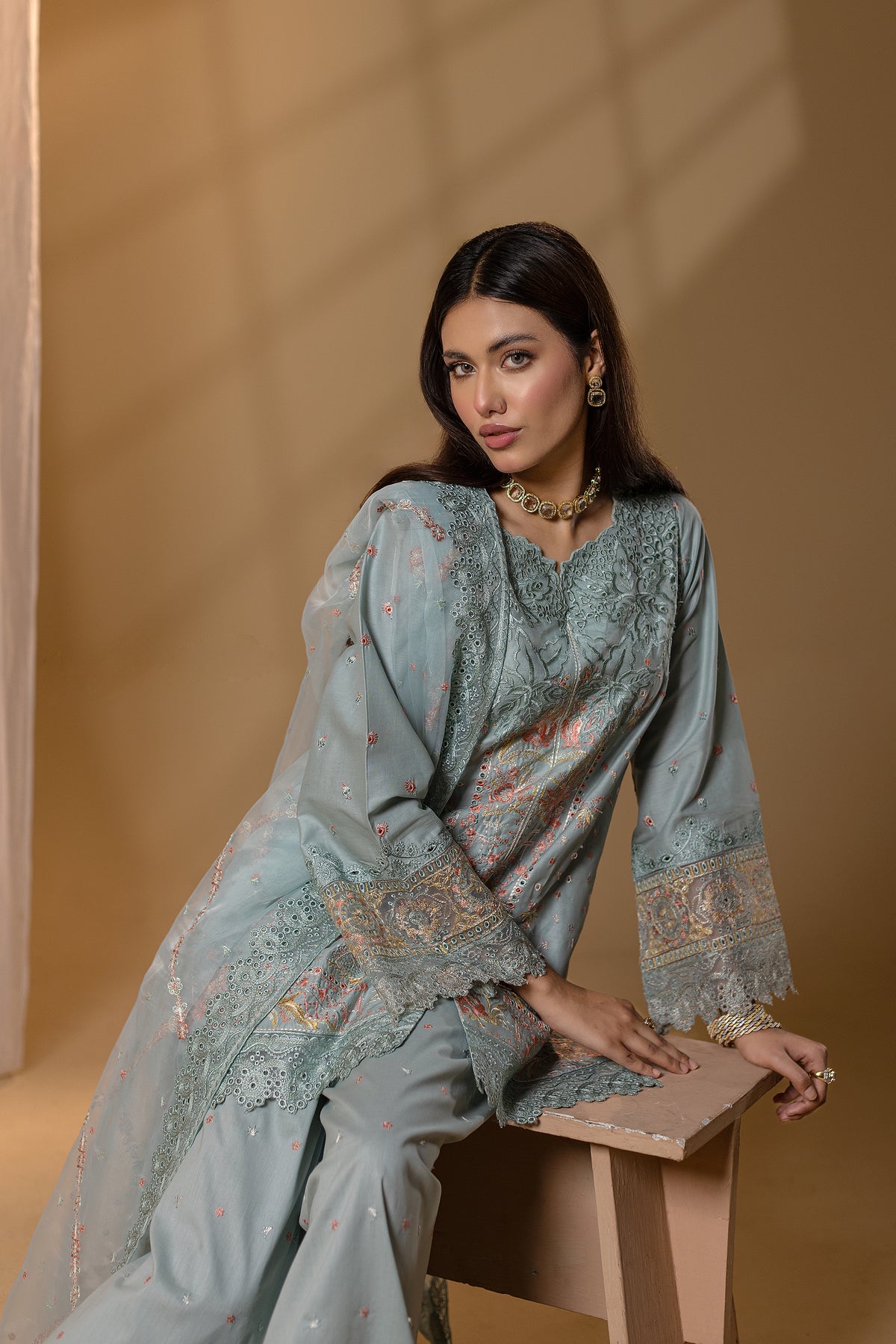 HEZLIN - 3PC EMBROIDERED OUTFIT - Henna Mehndi