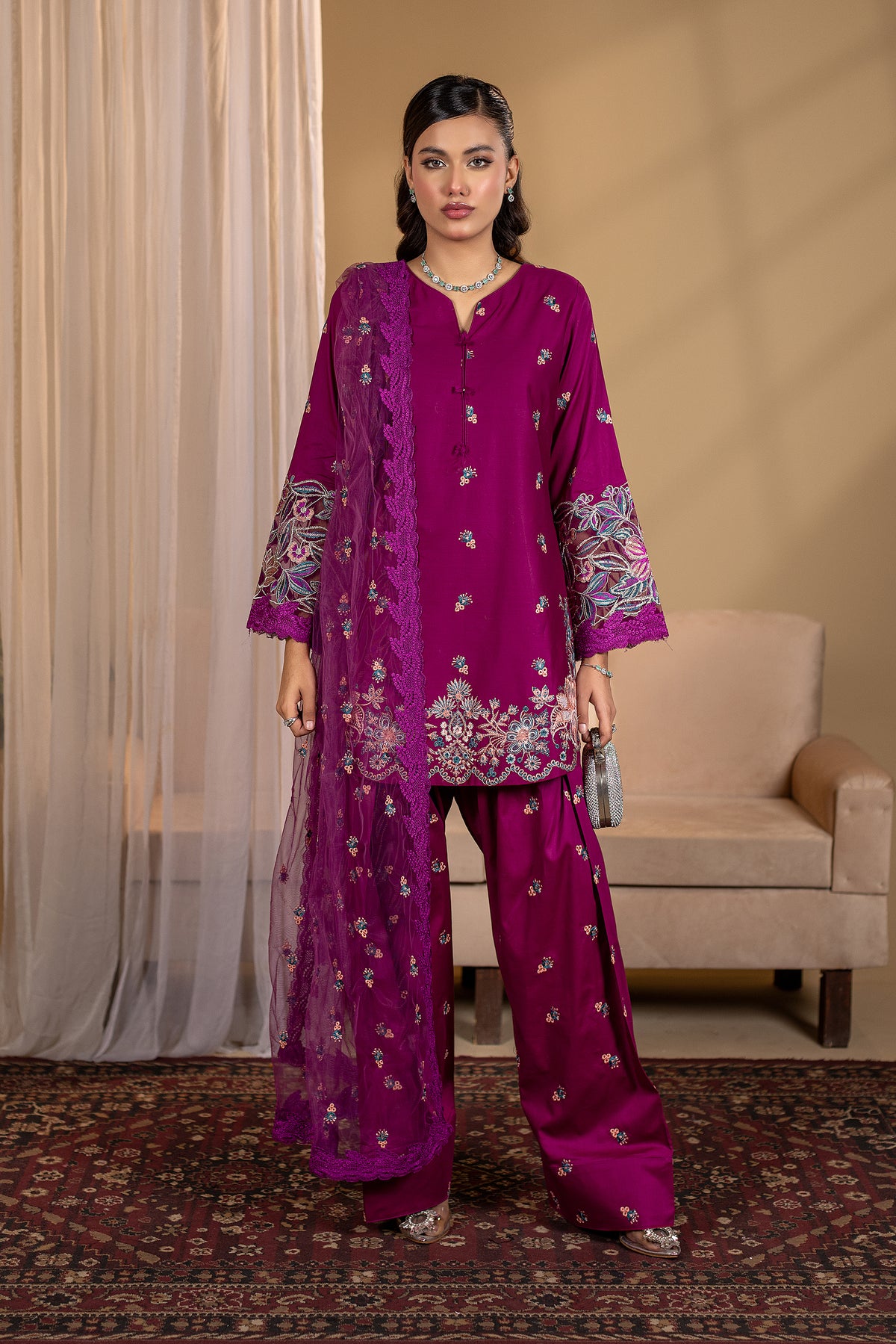 HAYZEN - 3PC EMBROIDERED OUTFIT - Henna Mehndi