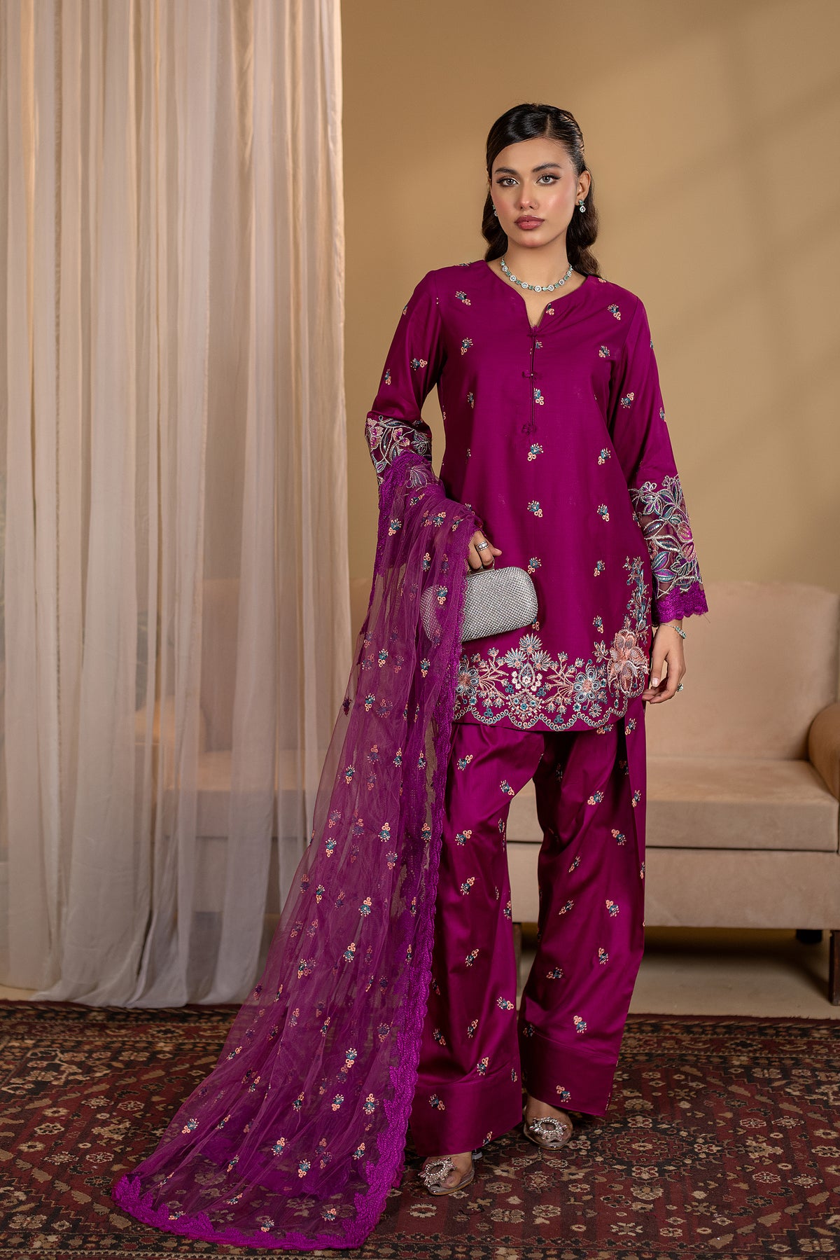 HAYZEN - 3PC EMBROIDERED OUTFIT - Henna Mehndi