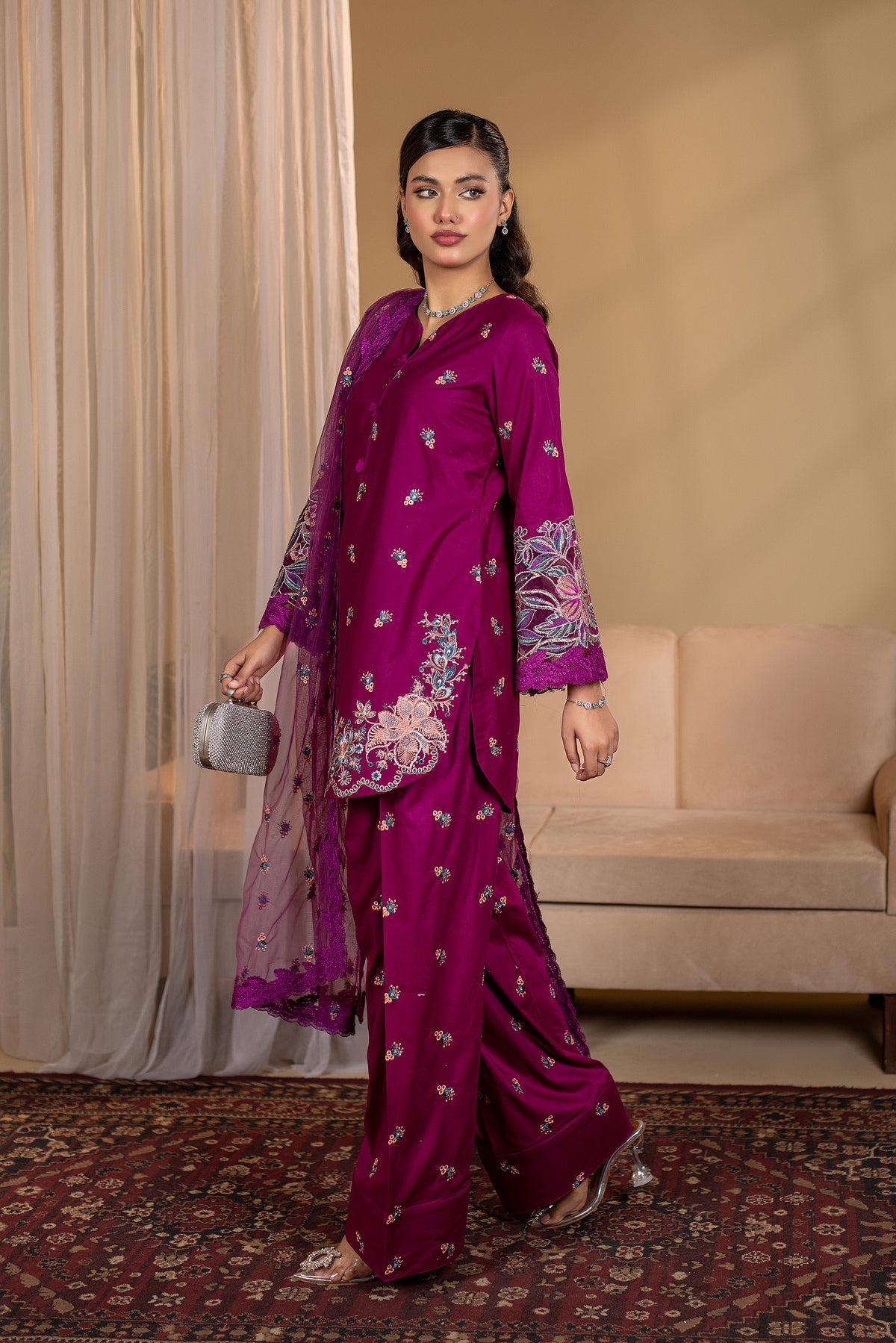 HAYZEN - 3PC EMBROIDERED OUTFIT - Henna Mehndi