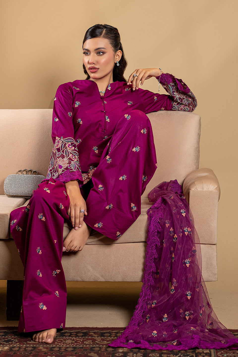HAYZEN - 3PC EMBROIDERED OUTFIT - Henna Mehndi