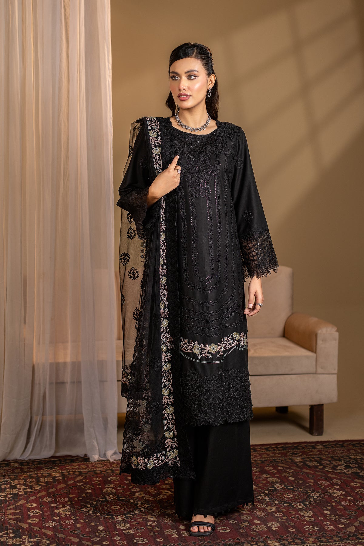 NIHAL - 3PC EMBROIDERED OUTFIT - Henna Mehndi