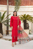 Red Embroidered and Printed Outfit