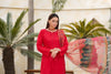 Red Embroidered and Printed Outfit