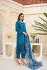 Teal Embroidered and Printed Outfit