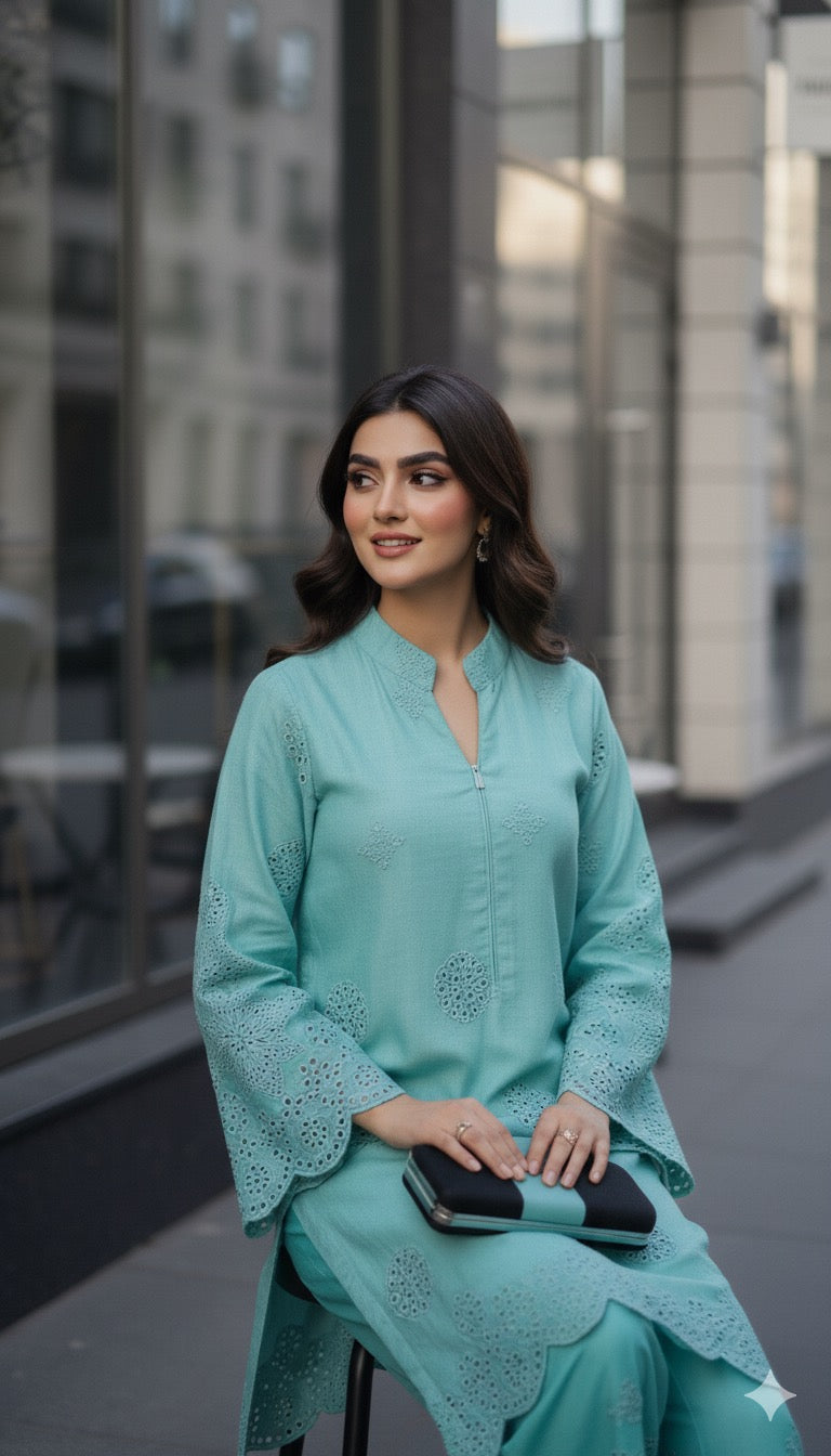 MUZNAH - 2PC EMBROIDERED OUTFIT - Henna Mehndi