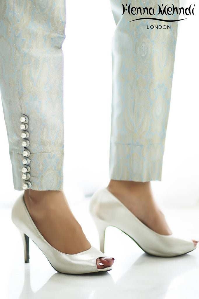 Blue Jamavaar Trousers - Henna Mehndi