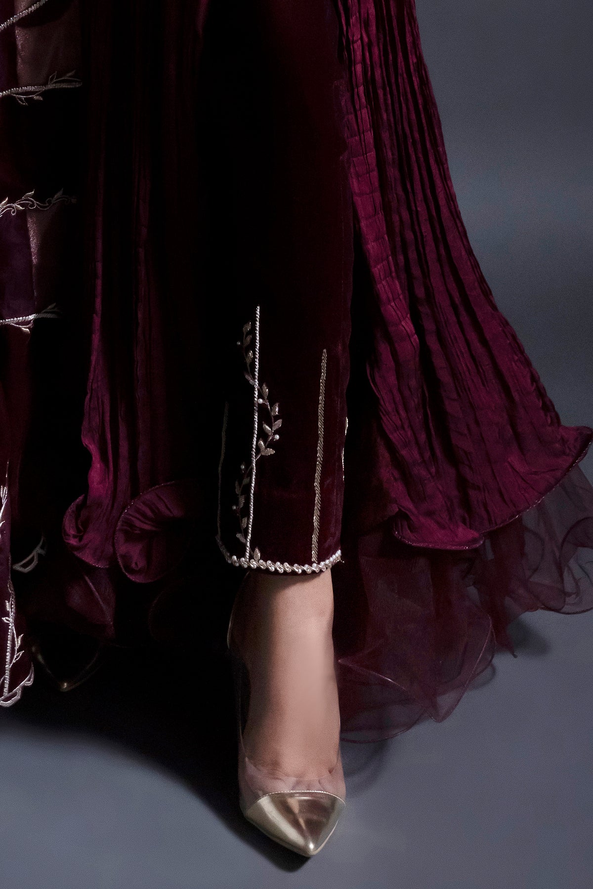 ROWENA EMBROIDERED VELVET TROUSERS - Henna Mehndi
