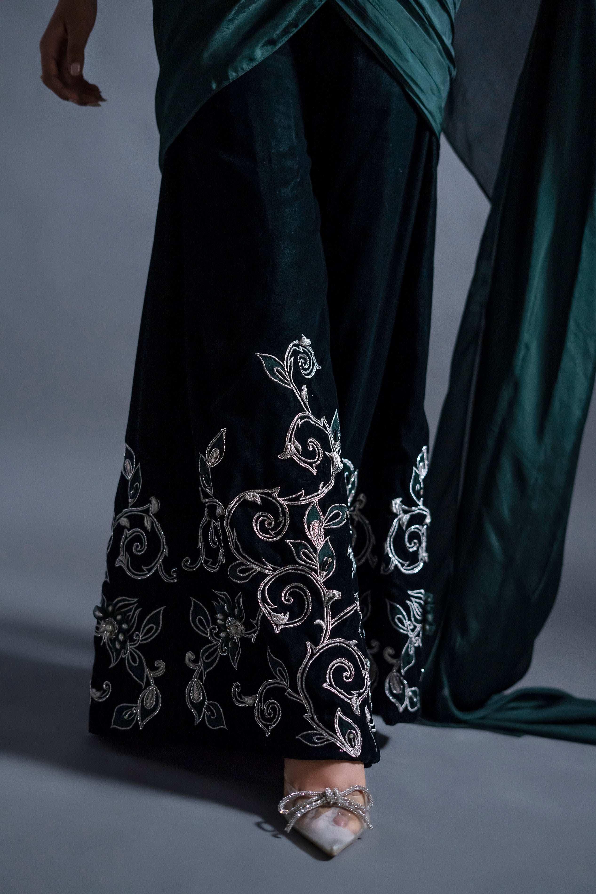 MAVIS EMBROIDERED VELVET TROUSERS