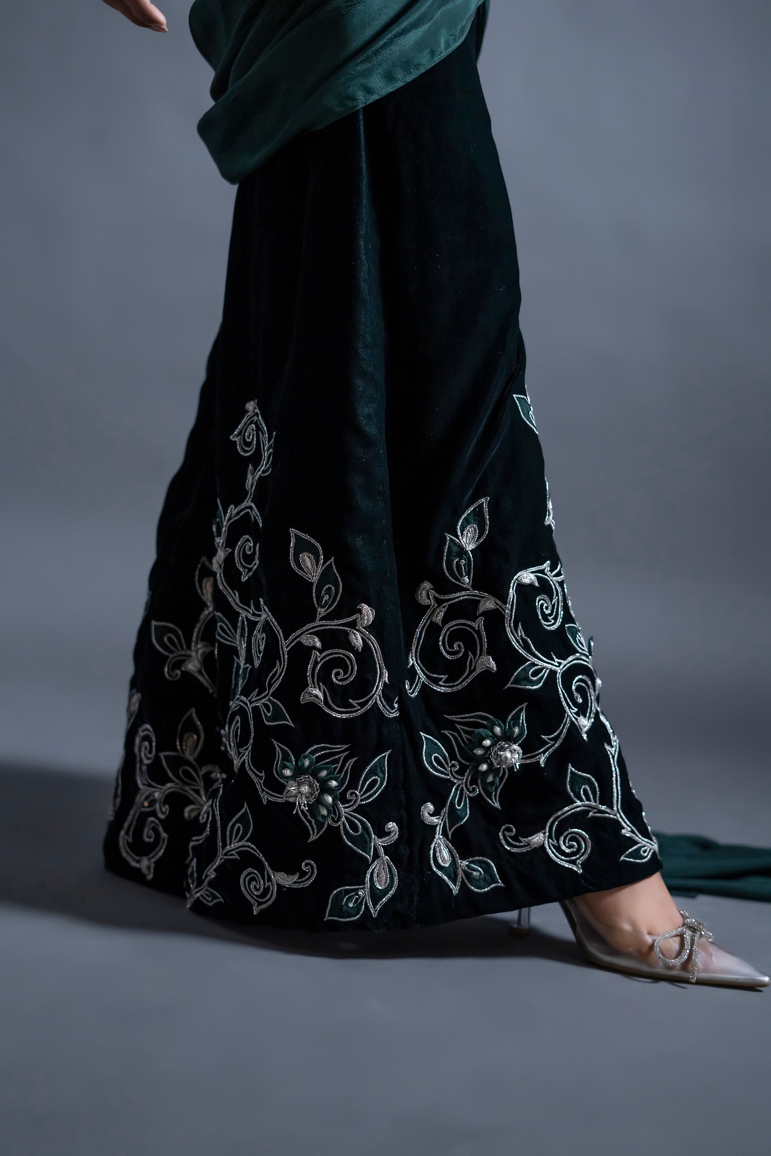 MAVIS EMBROIDERED VELVET TROUSERS