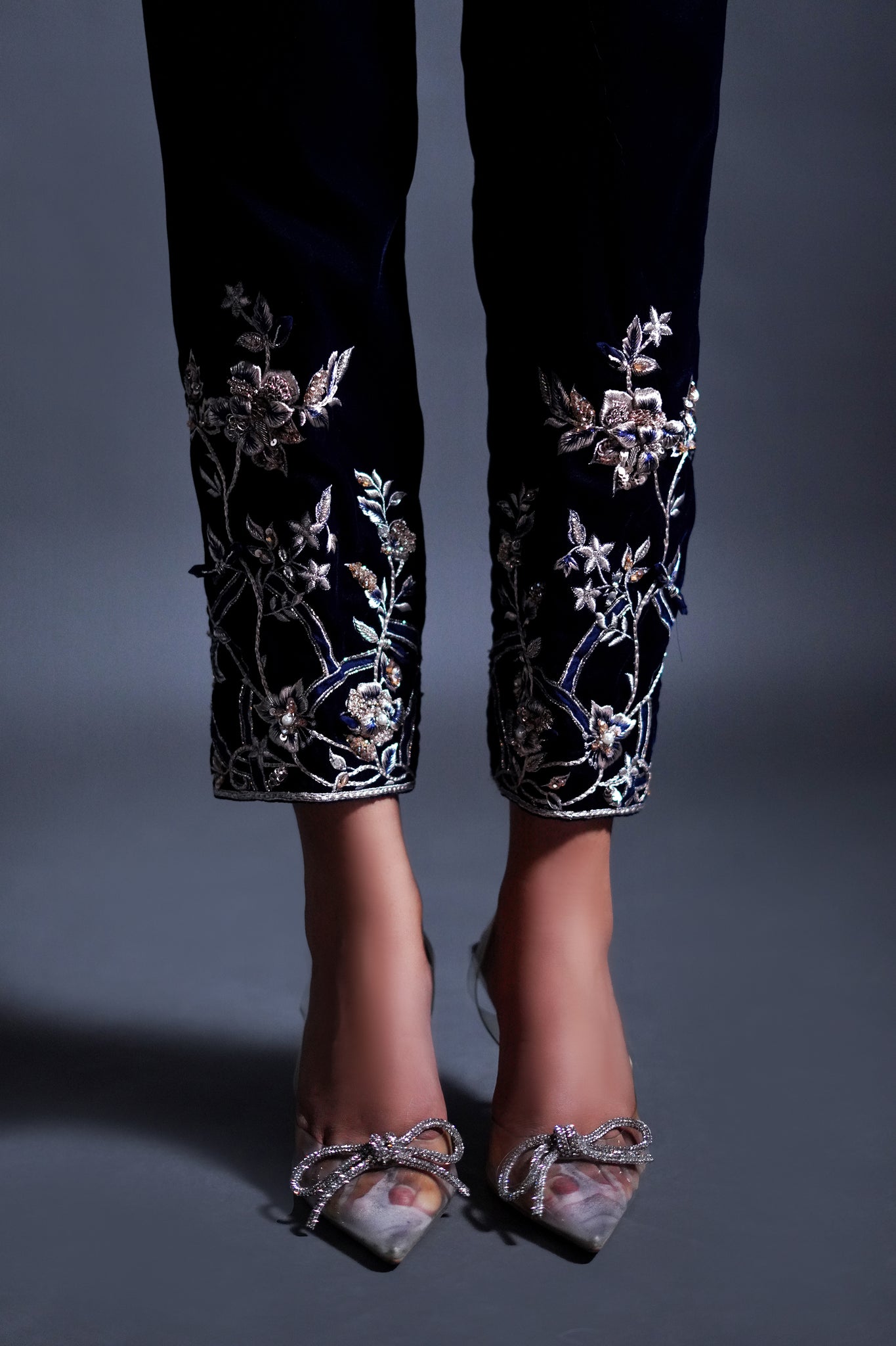 Elsa Brown Embroidered Velvet Trousers
