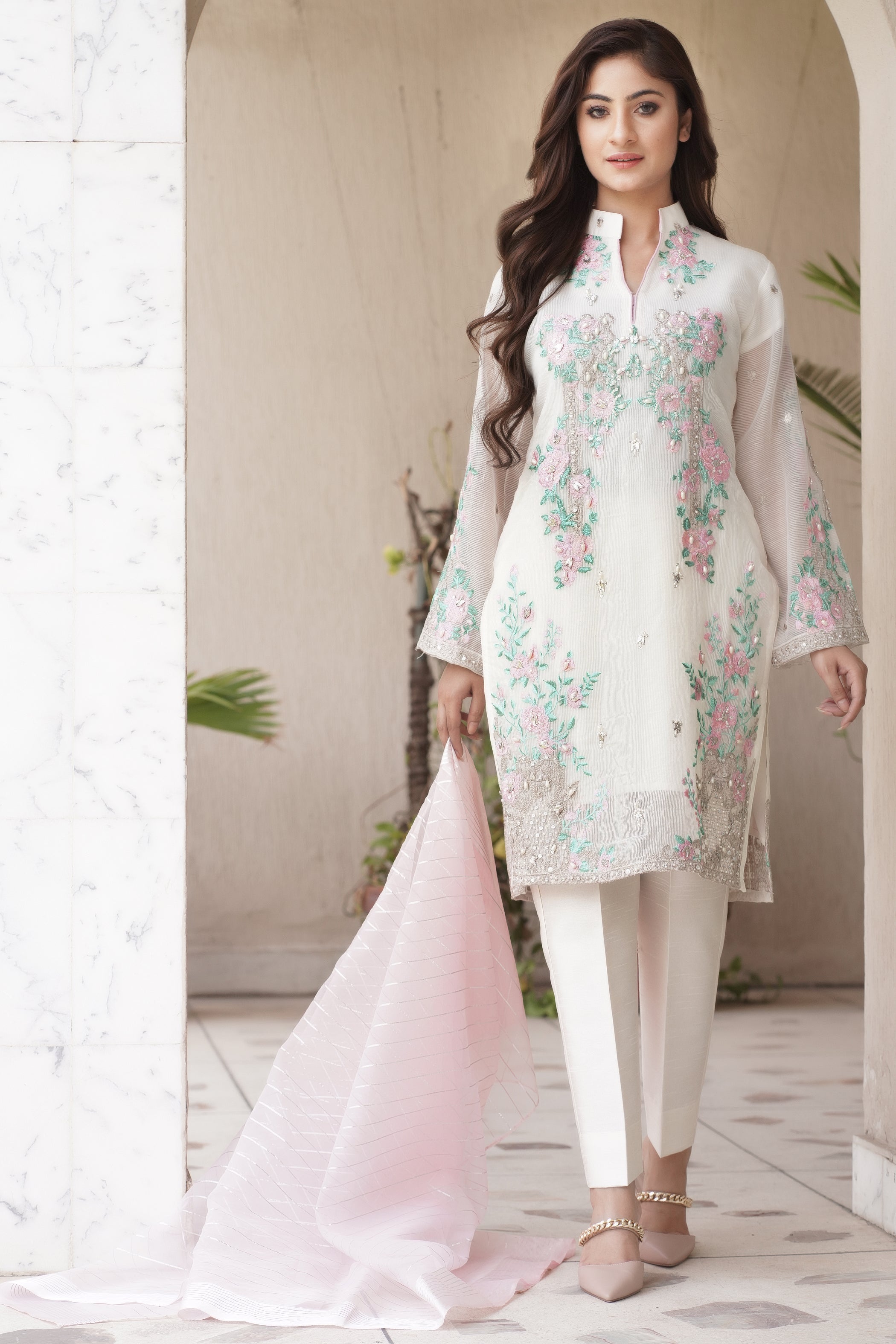 Ivory Pearl Embroidered OutfIt