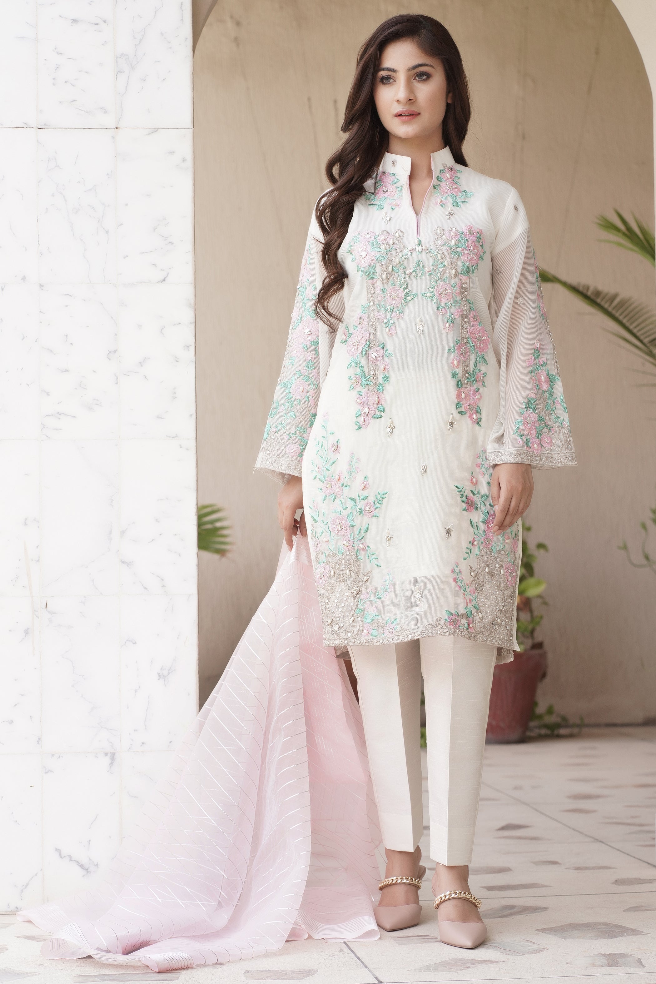 Ivory Pearl Embroidered OutfIt