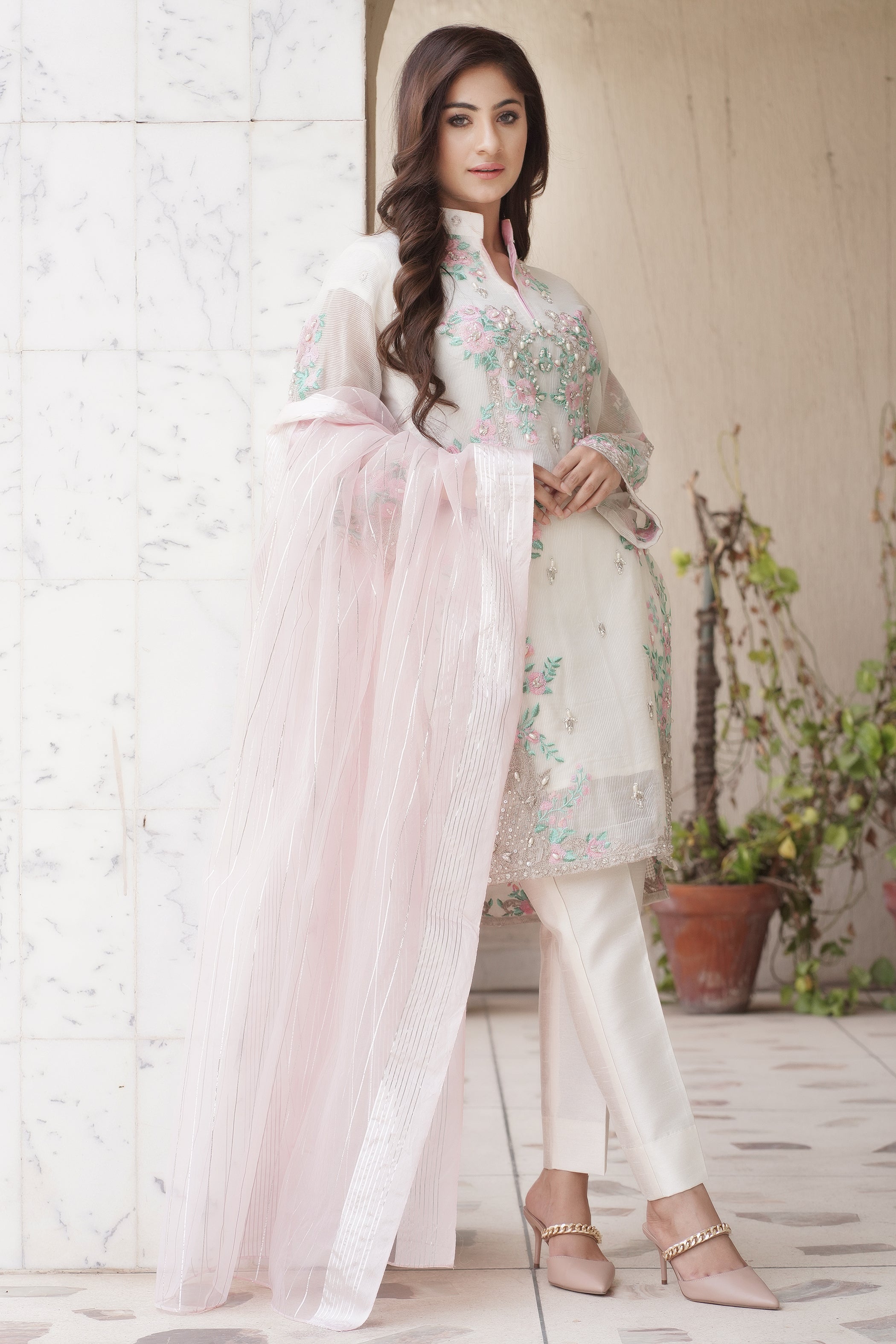 Ivory Pearl Embroidered OutfIt