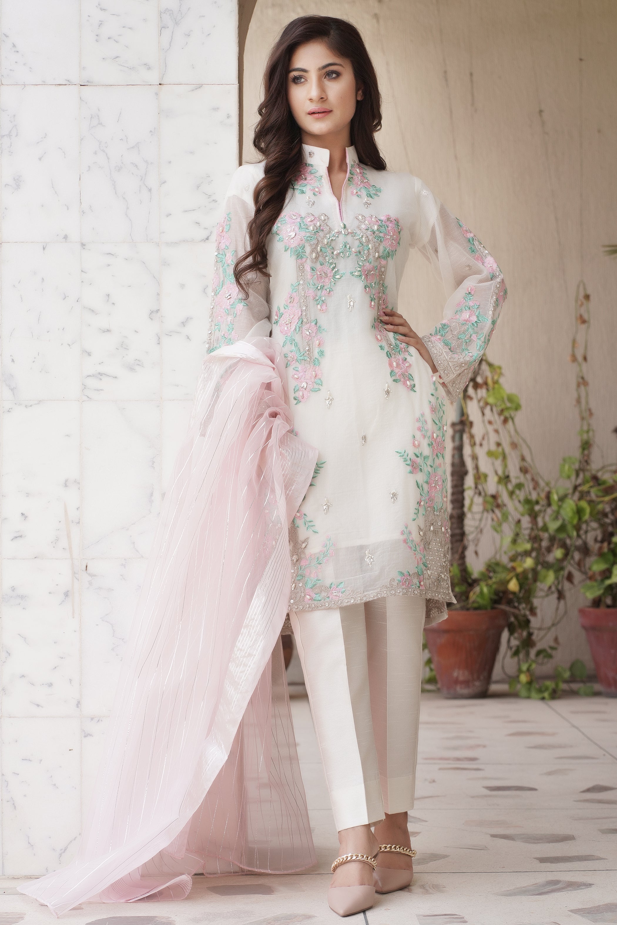 Ivory Pearl Embroidered OutfIt