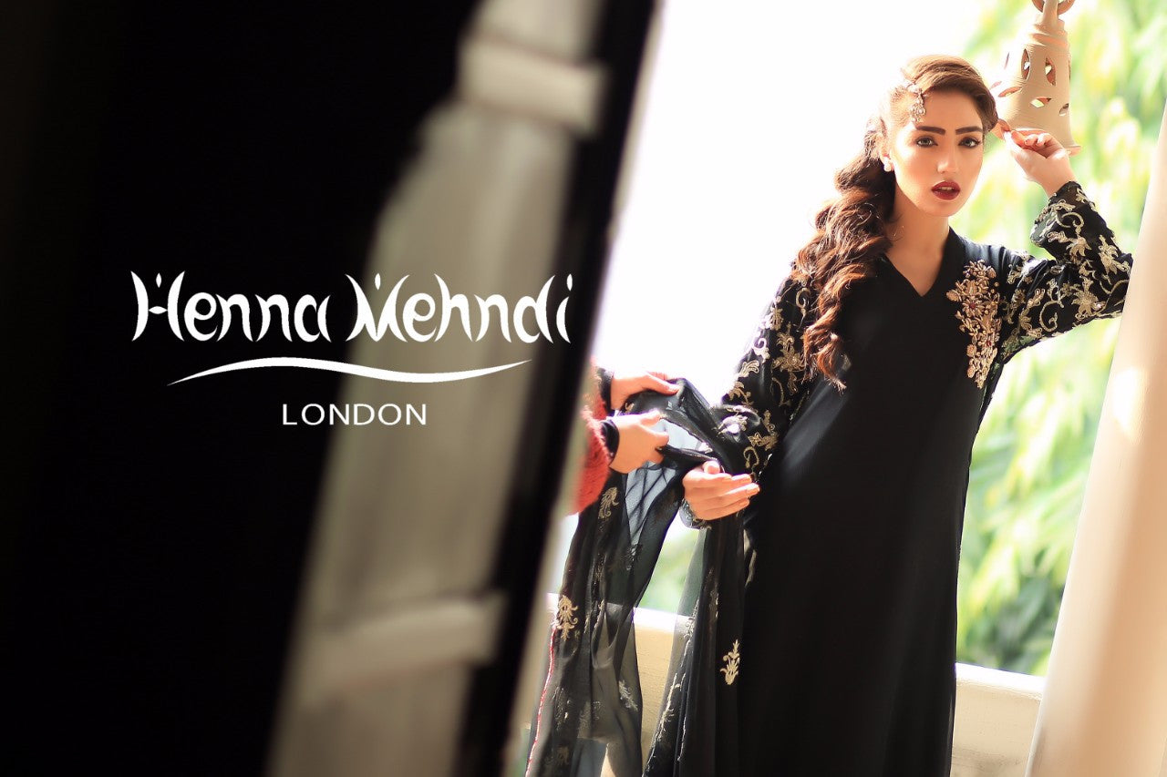 Black Diamante Embroidered Outfit - Henna Mehndi