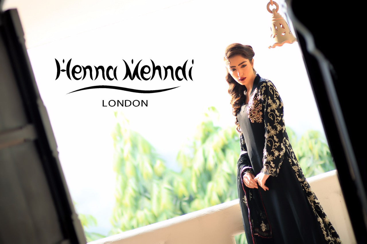 Black Diamante Embroidered Outfit - Henna Mehndi