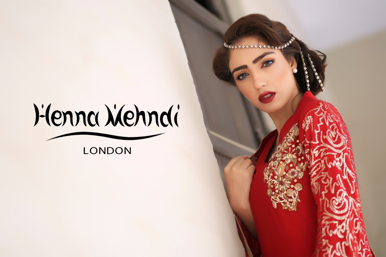 Red Diamante Embroidered Outfit - Henna Mehndi