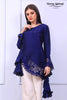 Navy Ruffle Sleeves Laser Cut Top - Henna Mehndi