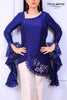 Navy Ruffle Sleeves Laser Cut Top - Henna Mehndi