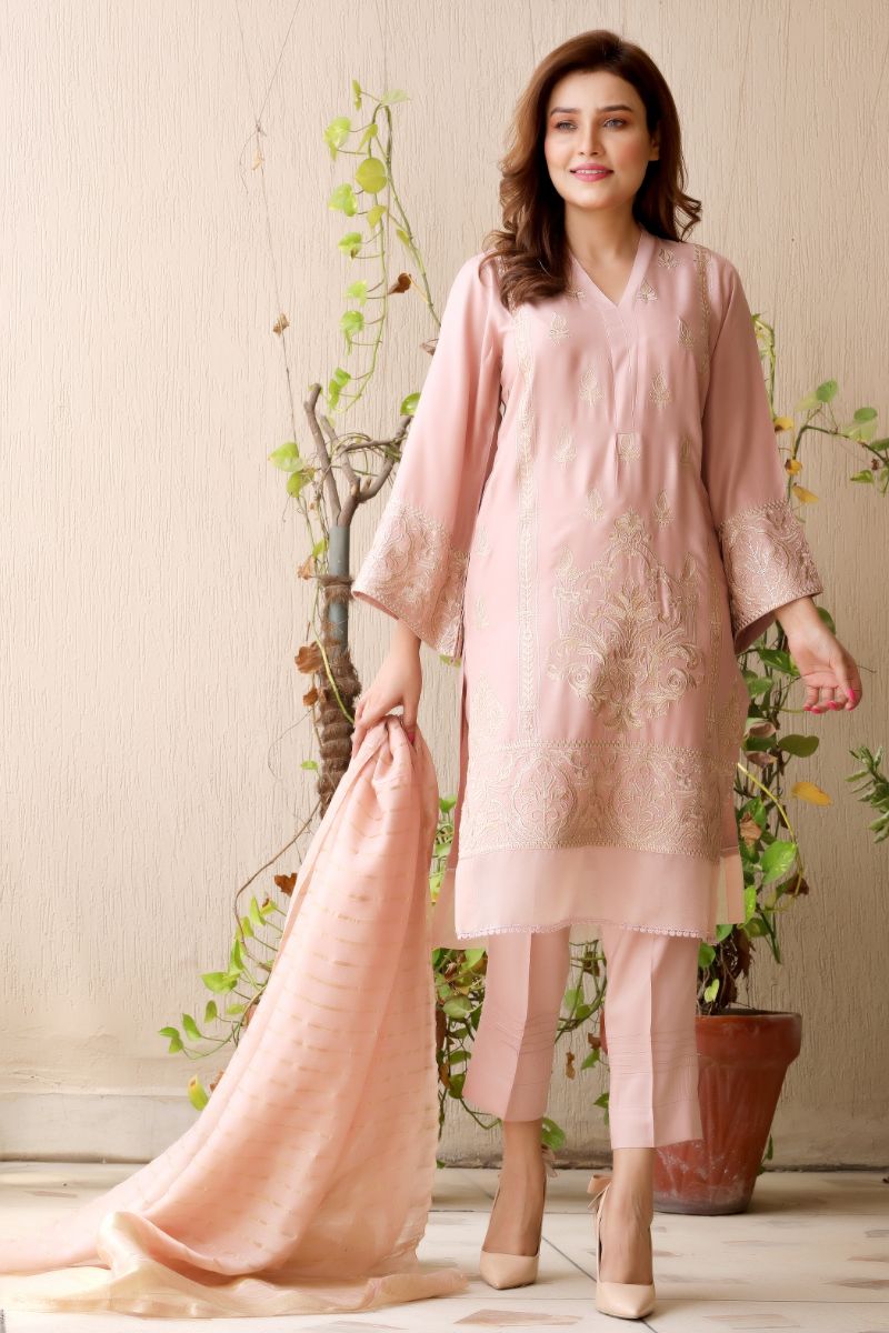 Peach Embroidered Outfit