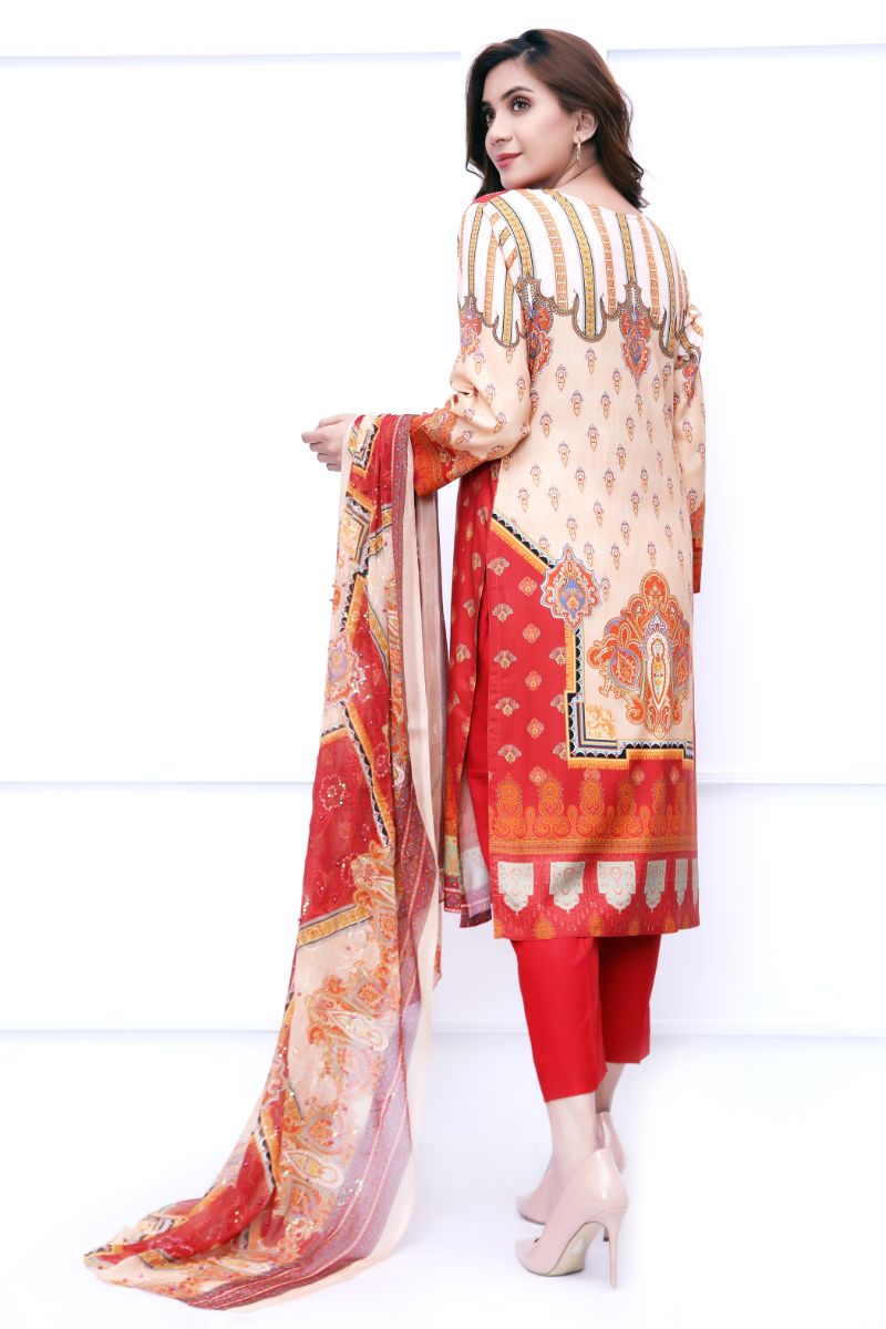 Maroon Embroidered & Printed Outfit